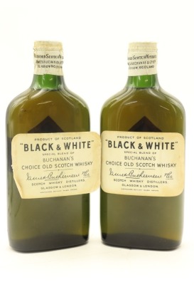(2) Black & White Special Blend of Buchanan's Choice Old Scotch Whisky Flask Bottle, Circa 1950s