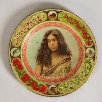 A Rare 'Māori Maiden' Tourist Ware Tin Plate