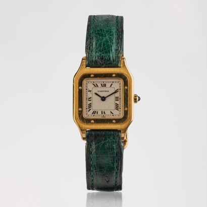 18ct Yellow Gold, 27mm Cartier Santos-Dumont "Extra Plate" Ultra Thin hand-wound Wristwatch, circa 1980s