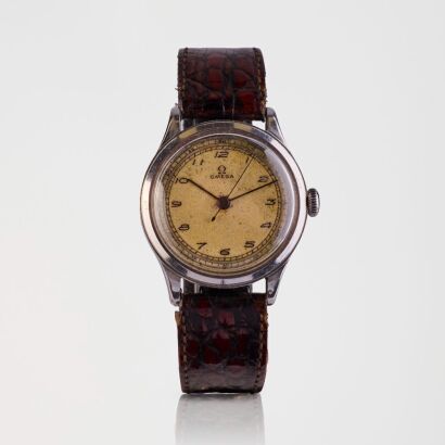 Rare, Stainless Steel, 35mm Omega Naiad Manual Wind Wristwatch, circa 1940's
