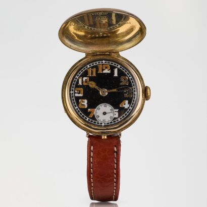 9ct Yellow Gold, 33mm Wilsdorf & Davis, Rolex Officers Trench Wristwatch, circa 1910's