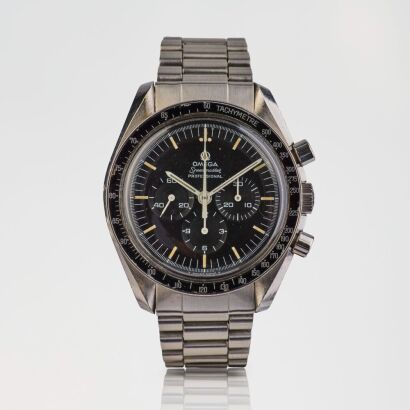Stainless Steel, 42mm OMEGA Speedmaster Professional Moonwatch, reference 145.022-69 ST "Straight Writing" Case back Wristwatch, circa 1972