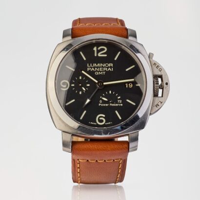 Stainless Steel, 44mm Panerai Luminor 1950's Case GMT Automatic Wristwatch, circa 2014