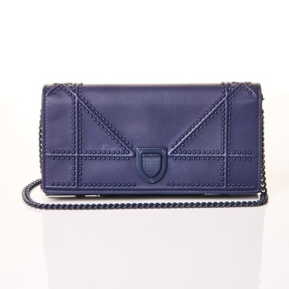 Christian Dior, Navy Studded Diorama Croisiere Chain Shoulder Bag with Box