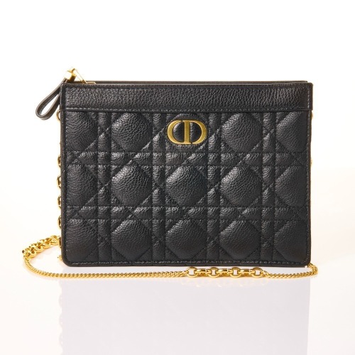 Christian Dior, Calfskin Cannage Caro Zipped Pouch With Chain