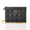 Christian Dior, Calfskin Cannage Caro Zipped Pouch With Chain