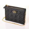 Christian Dior, Calfskin Cannage Caro Zipped Pouch With Chain - 2