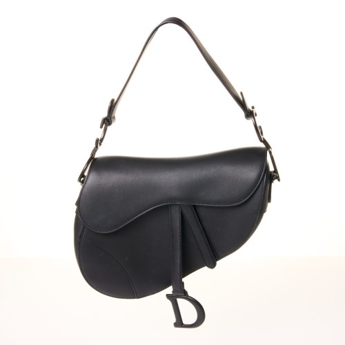 Christian Dior, Black Calfskin Saddle Bag with Box