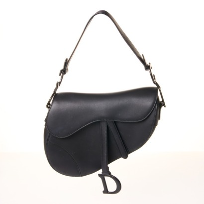 Christian Dior, Black Calfskin Saddle Bag with Box