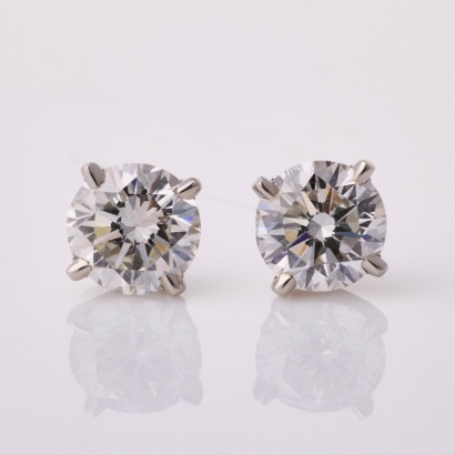 Partridge Jewellers, Platinum / 18ct White Gold, 2.11ct Diamond Stud Earrings - As New