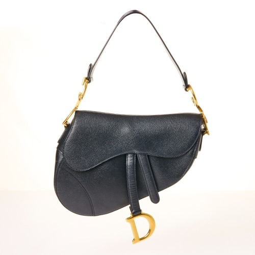 Christian Dior, Black Grained Calfskin Classic Saddle Bag