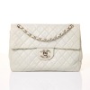 Chanel, Light Grey Washed Caviar Maxi Classic Soft Single Flap Bag