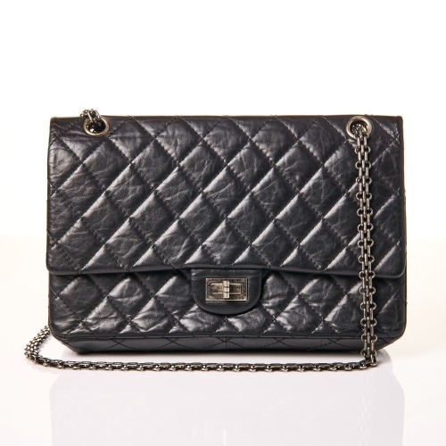 Chanel, Black Aged Calfskin 2.55 Reissue 226 Double Flap Bag