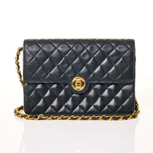Chanel, Navy Lambskin Small Single Flap Bag