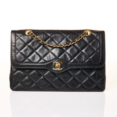 Chanel, Black Lambskin Medium Double Flap Bag