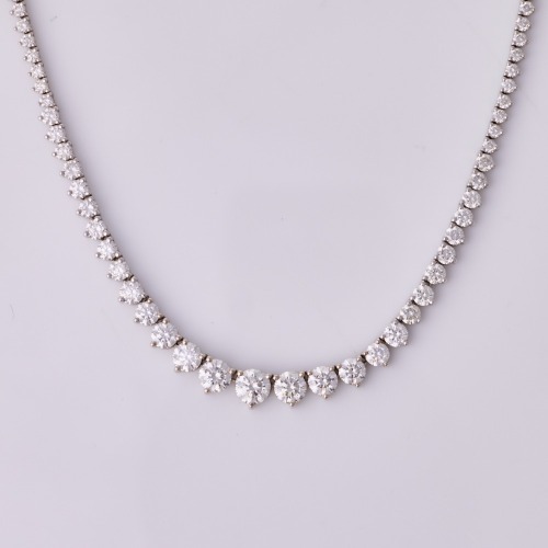 18ct White Gold, 42cm, 8.52ct Riviera Graduated Diamond Necklace, GIA report for Five Main Diamonds