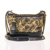 Chanel, Metallic Gold / Black Crumpled Goatskin / Calfskin Gabrielle Hobo Small Bag