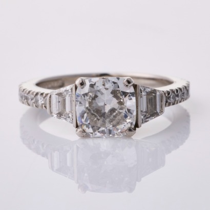 Sutcliffe, Platinum, Hand-Made 1.51ct / .58ct Diamond Ring, GIA certified