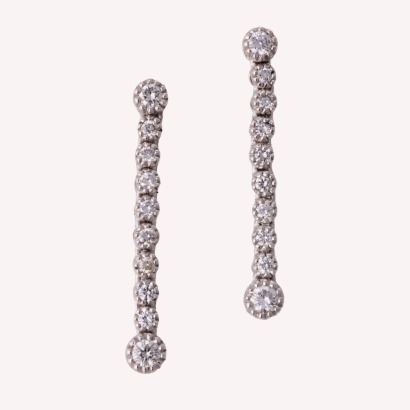 Piero Milano, Italian, 18ct White Gold, .42ct Diamond Drop Mimosa Earrings