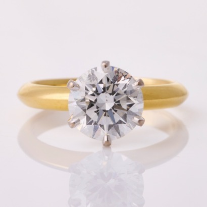 18ct Yellow Gold, Modern, 2.02ct Diamond Solitaire Ring
