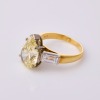 18ct Yellow / White Gold, 5.00ct Fancy Yellow Pear Shape Diamond / .89ct Baguette Cut Diamond Ring - 2