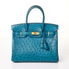 Herm&egrave;s, Bleu Izmir Ostrich Birkin, Size 30