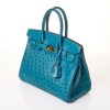 Herm&egrave;s, Bleu Izmir Ostrich Birkin, Size 30 - 2