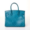 Herm&egrave;s, Bleu Izmir Ostrich Birkin, Size 30 - 4