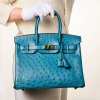 Herm&egrave;s, Bleu Izmir Ostrich Birkin, Size 30 - 7