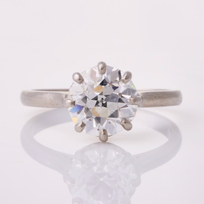 Platinum, Estate, 3.00ct European cut Solitaire Diamond Ring