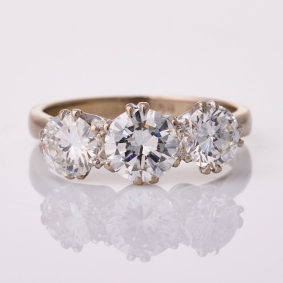 18ct White Gold, 2.08ct Three Stone Diamond Ring