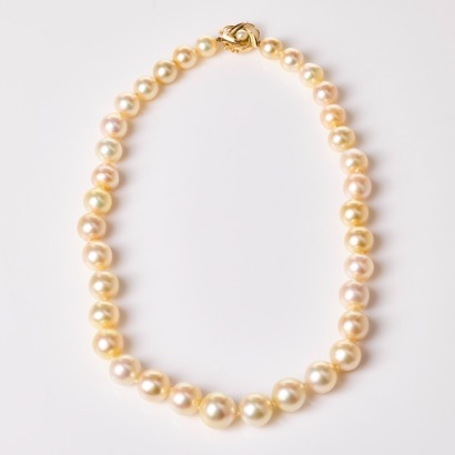 An Important, 10mm - 15.6mm Cultured Pearl Graduated Necklace with 14ct Yellow Gold Clasp