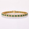 14ct Yellow Gold, 18.5cm, 1.25ct Emerald / .25ct Diamond Bracelet