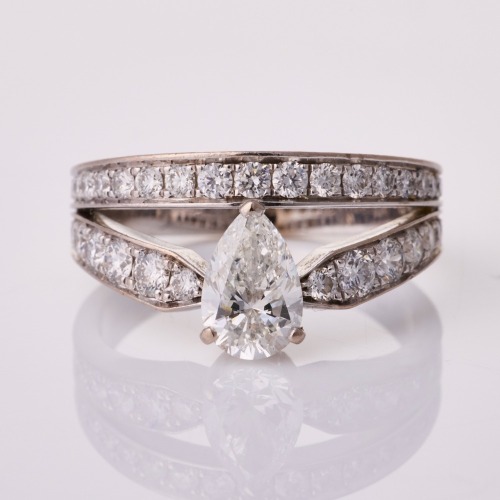 Chaumet Josephine "Aube Printani&egrave;re", 18ct White Gold, .76ct Pear cut / 1.00ct Diamond Ring