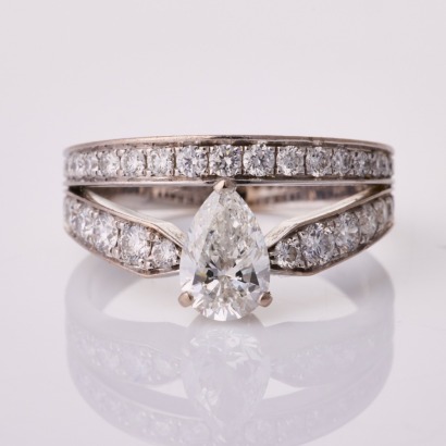 Chaumet Josephine "Aube Printani&egrave;re", 18ct White Gold, .76ct Pear cut / 1.00ct Diamond Ring