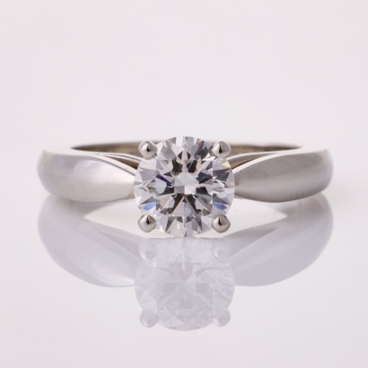 Platinum, Van Cleef & Arpels, 1.01ct Diamomd 'Bonhuer' Solitaire Ring, GIA certified