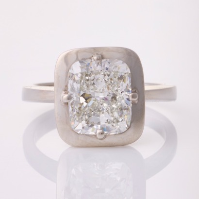 Herb Merkle Design NZ, Platinum Handmade, Important 3.01ct Cushion Cut Diamond Ring, GIA certified
