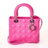 Christian Dior, Quilted Fuchsia Lambskin Lady Dior Handbag