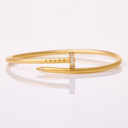 Cartier, 'Juste un Clou' 18ct Yellow Gold, Diamond Set Bracelet, Size 15