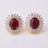 19ct Yellow Gold, Modern, Rare, 4.65ct Red Spinel /2.40ct Diamond Cluster Earrings