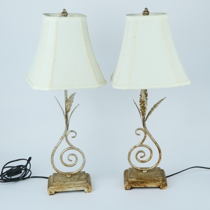A Pair of Ornate Metal Based Lamps