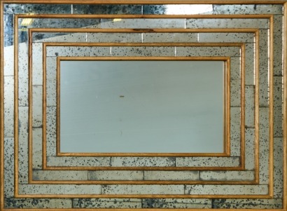 A Large Mirror with Distressed Mirror Edging