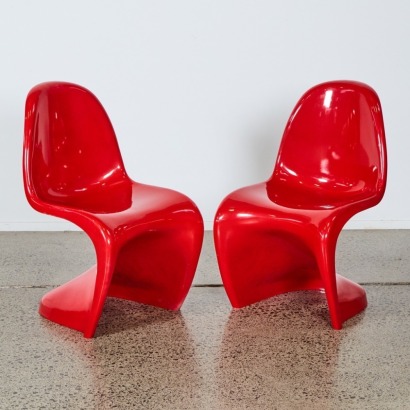 A Pair of Red Panton Style Chairs