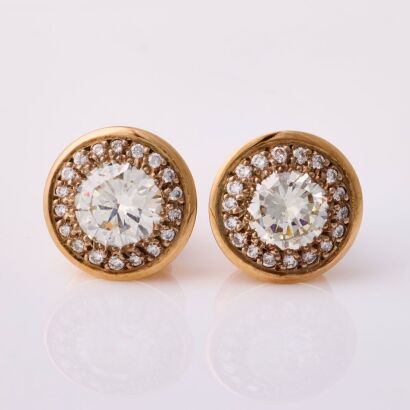 18ct Rose Gold, 2.50ct Diamond / .36ct Diamond Halo Earrings