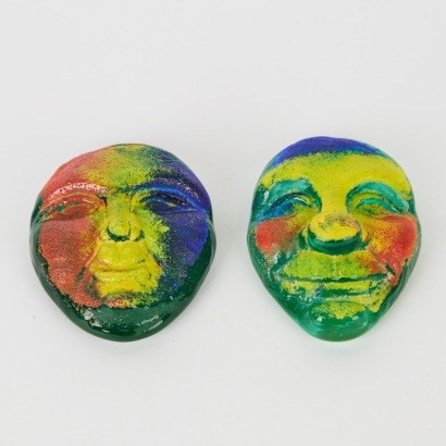 A Pair of Glass Faces by Kjell Engman for Kosta Boda