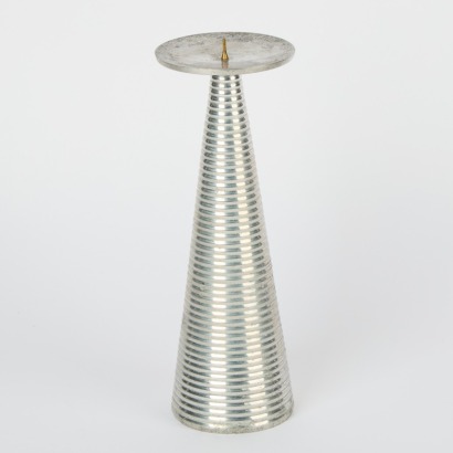A Ribbed Chrome Candle Holder