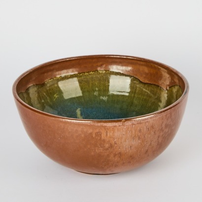 A Studio Pottery Bowl with Shino Glaze Interior