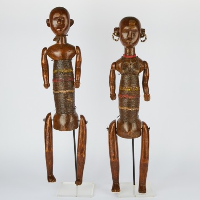 A Pair of Large African Carved Figures on Stands AF