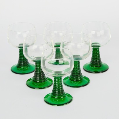 A Set of Six French Vintage Beehive Glasses