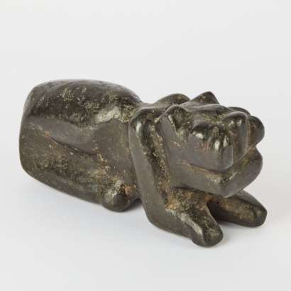 A Peruvian Andean Puma Carved in Black Stone